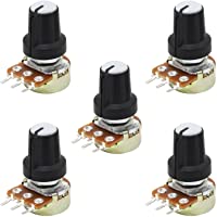 Aussel Potenciómetro rotativo de 3 terminales con casquillo y arandela (B10K-5PCS)